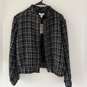 On 34th Women's Metallic Tweed Bomber Jacket